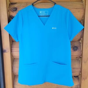 Figs Bright Blue V-Neck Scrub Top